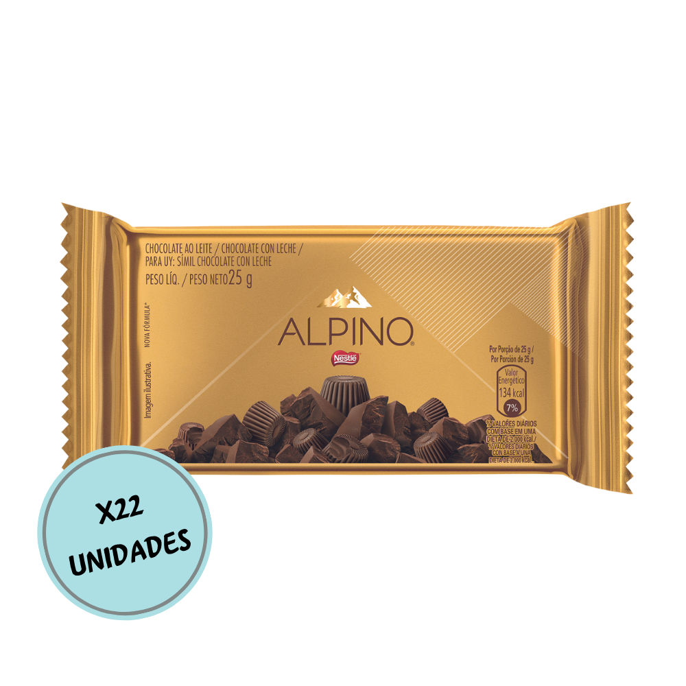Chocolate Alpino Leche 25gr Display de 22 unidades